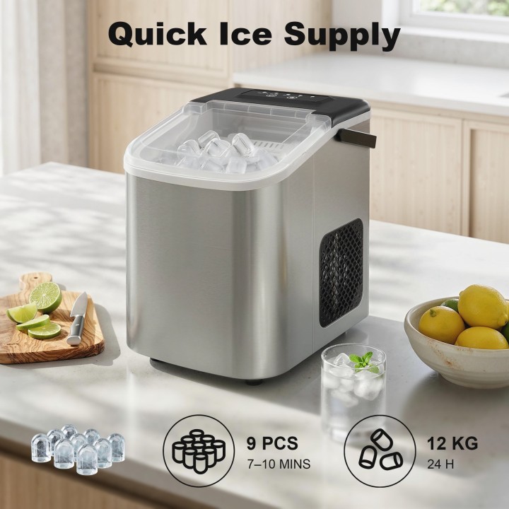 HOMCOM Countertop Ice Maker | 12kg/Day, 2 Cube Sizes