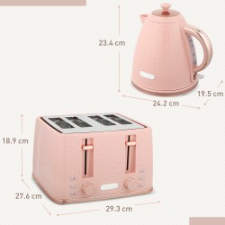Bollitore HOMCOM & 4-Set Tostapane a Fette | Ebollizione Rapida — Rosa Chiaro