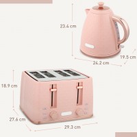HOMCOM Kettle & 4-Slice Toaster Set | Fast Boil — Light Pink