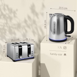 HOMCOM Wasserkocher & 4-Scheiben-Toaster-Set | LED-Streifen — Schwarz