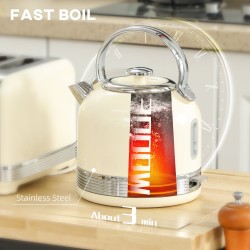 HOMCOM Kettle & Toaster Set | Polished Metal — Cream