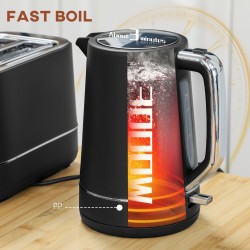 HOMCOM Kettle & 2-Slice Toaster Set | Fast Boil — Black