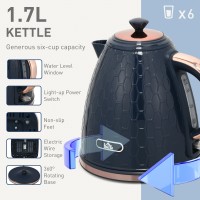 HOMCOM Kettle & 4-Slice Toaster Set | Otter, Crumb Tray — Blue