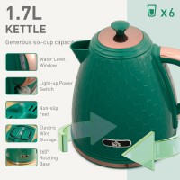 HOMCOM Kettle & 4-Slice Toaster Set | Otter, Crumb Tray — Green
