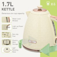 HOMCOM Hervidor & 4-Set de Tostadora de Ranuras | Ebullición Rápida — Beige