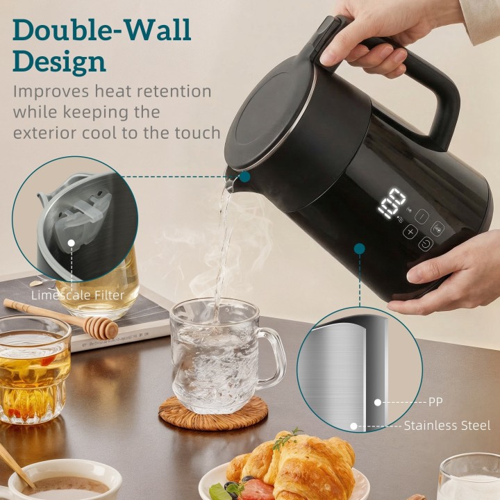 HOMCOM Electric Kettle | 1.7L, 3kW, Strix, LED — Black