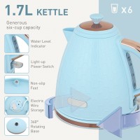 HOMCOM Kettle & 4-Slice Toaster Set | Fast Boil — Light Blue