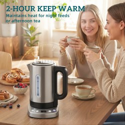 HOMCOM Electric Kettle | 1.7L, 3kW, Strix, Keep Warm — Silver