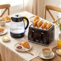 HOMCOM Kettle & 4-Slice Toaster Set | Strix, Fast Boil — Black