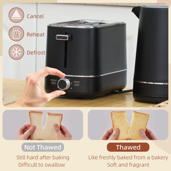 HOMCOM Kettle & 2-Slice Toaster Set | Fast Boil — Black