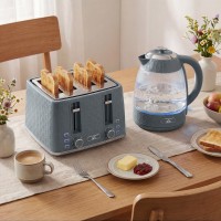 HOMCOM Kettle & 4-Slice Toaster Set | Strix, Fast Boil — Grey