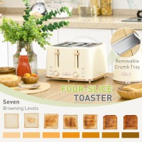 HOMCOM Kettle & 4-Slice Toaster Set | Fast Boil — Beige