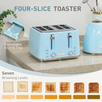 HOMCOM Kettle & 4-Slice Toaster Set | Fast Boil — Light Blue