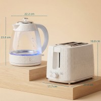 HOMCOM Kettle & 2-Slice Toaster Set | Limescale Filter — Cream