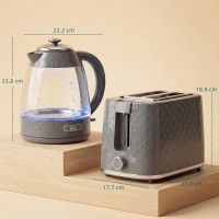 HOMCOM Waterkoker & 2-Broodrooster Set | Kalkfilter — Grijs