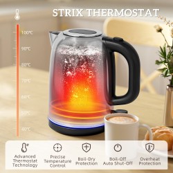 HOMCOM Kettle & 4-Slice Toaster Set | LED Strip — Black
