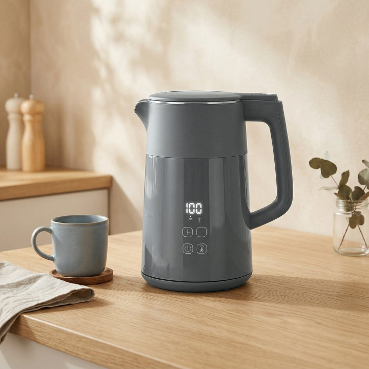 HOMCOM Electric Kettle | 1.7L, 3kW, Strix, LED — Grey