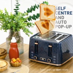 HOMCOM Kettle & 4-Slice Toaster Set | Otter, Crumb Tray — Blue