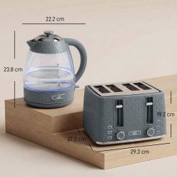 HOMCOM Kettle & 4-Slice Toaster Set | Strix, Fast Boil — Grey