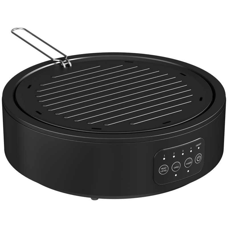 Placa vitrocerámica eléctrica y placa de parrilla HOMCOM | 36cm, 4 Niveles