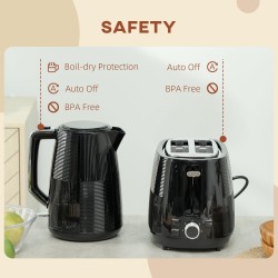 HOMCOM Kettle & 2-Slice Toaster Set | Fast Boil — Black