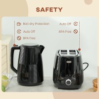 HOMCOM Kettle & 2-Slice Toaster Set | Fast Boil — Black