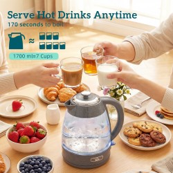 HOMCOM Kettle & 2-Slice Toaster Set | Limescale Filter — Grey