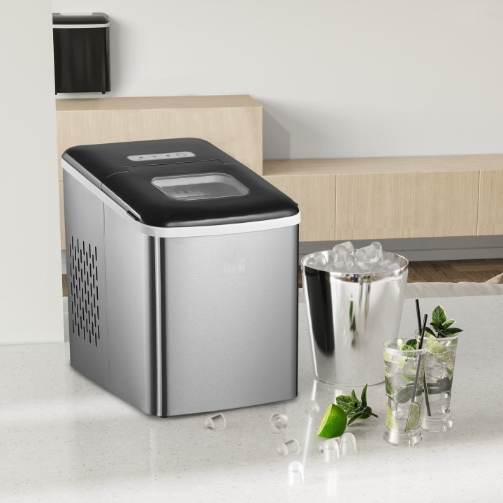 HOMCOM Countertop Ice Maker | 12kg/Day, Self-Cleaning — Black