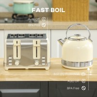HOMCOM Kettle & Toaster Set | Polished Metal — Cream