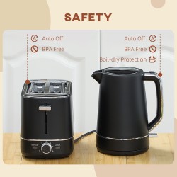 HOMCOM Kettle & 2-Slice Toaster Set | Fast Boil — Black