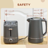 HOMCOM Waterkoker & 2-Sneetjes Toasterset | Snelkoken — Zwart
