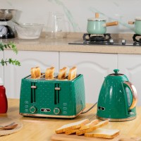 HOMCOM Kettle & 4-Slice Toaster Set | Otter, Crumb Tray — Green