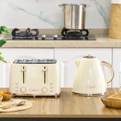 Bollitore HOMCOM & 4-Set Tostapane a Fette | Ebollizione Rapida — Beige
