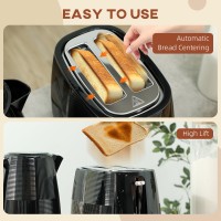 HOMCOM Kettle & 2-Slice Toaster Set | Fast Boil — Black