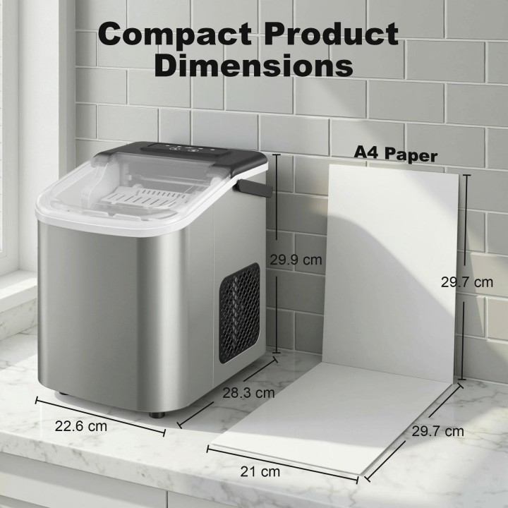 HOMCOM Countertop Ice Maker | 12kg/Day, 2 Cube Sizes