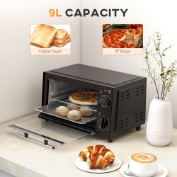 HOMCOM 9L Mini Four & Gril | Four grille-pain, Minuterie, 750W — Noir