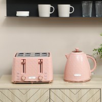 HOMCOM Kettle & 4-Slice Toaster Set | Fast Boil — Light Pink