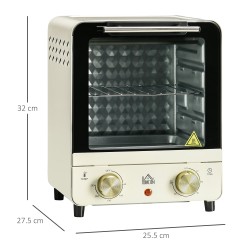 HOMCOM 15L Mini four et gril | 1000W, 60–230°C, Minuteur — Crème