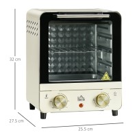 HOMCOM 15L Mini Oven & Grill | 1000W, 60–230°C, Timer — Cream