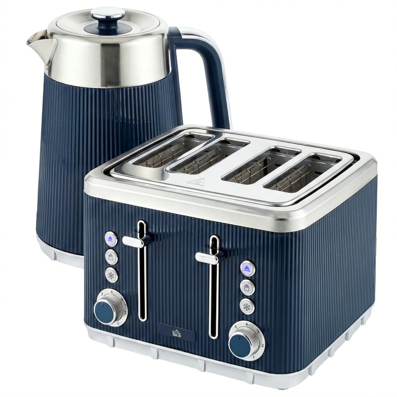 HOMCOM Stainless Steel Kettle & Toaster Set | Strix — Dark Blue