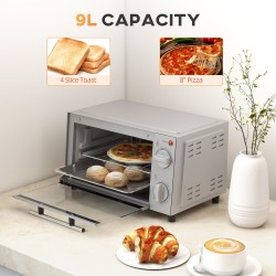 HOMCOM 9L Mini Oven & Grill | Toaster Oven, Timer, 750W — Black