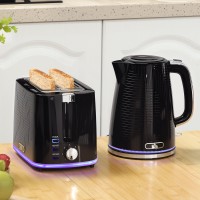 HOMCOM Moderner Wasserkocher- und Toaster-Set - Schwarz