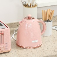 HOMCOM Kettle & 4-Slice Toaster Set | Fast Boil — Light Pink