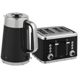 HOMCOM Stainless Steel Kettle & 4-Slice Toaster Set — Black