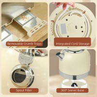 HOMCOM Kettle & Toaster Set | Polished Metal — Cream