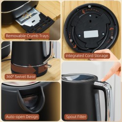 HOMCOM Kettle & 2-Slice Toaster Set | Fast Boil — Black