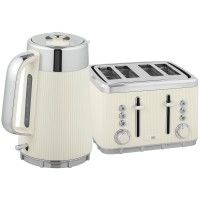 HOMCOM Bollitore in Acciaio Inossidabile & 4-Set Tostapane e Bollitore — Nero