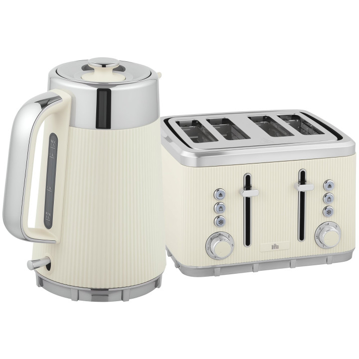 HOMCOM Stainless Steel Kettle & 4-Slice Toaster Set — Black