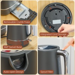 HOMCOM Kettle & 2-Slice Toaster Set | Fast Boil — Black