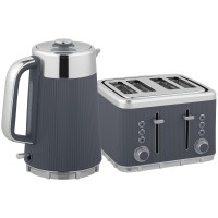 HOMCOM Stainless Steel Kettle & 4-Slice Toaster Set — Black